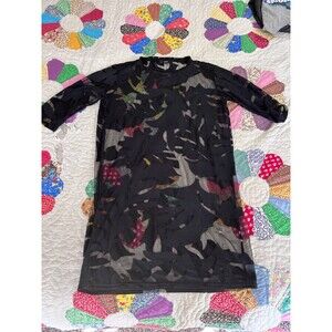 Diesel Dress Black Sheer midi sheath 3/4 sleeve women's M L  swim cover designer